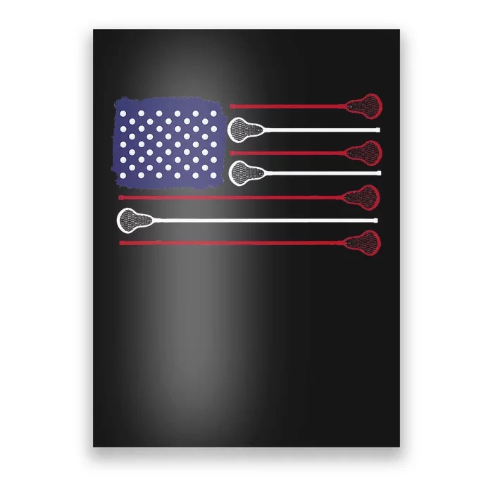 Lacrosse USA Flag Lacrosse Player Men Woman Kids Poster