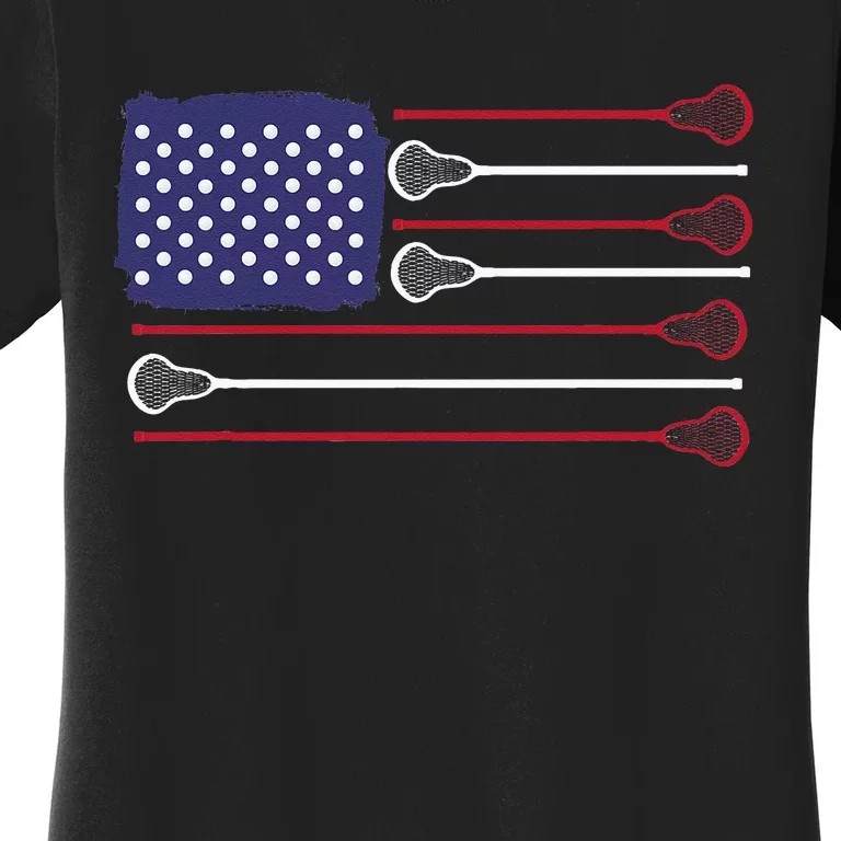 Lacrosse USA Flag Lacrosse Player Men Woman Kids Women's T-Shirt