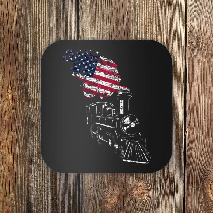 Locomotive Us Flag Railroad Model Train Patriotic Train Coaster