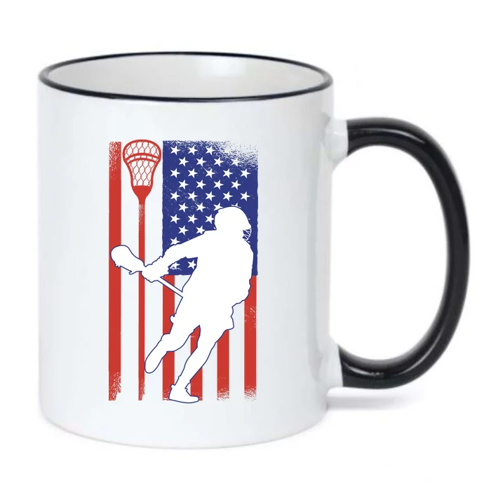 Lacrosse USA Flag Black Color Changing Mug