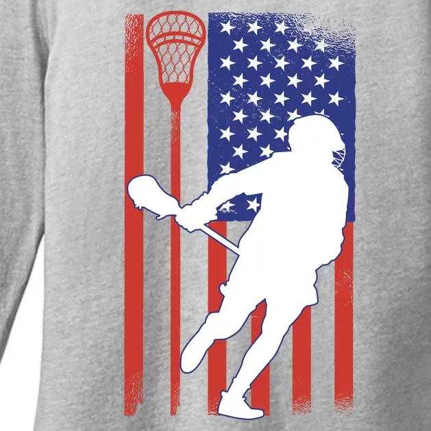 Lacrosse USA Flag Womens CVC Long Sleeve Shirt