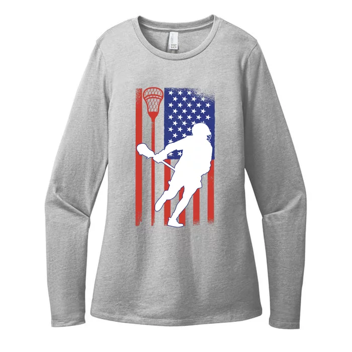 Lacrosse USA Flag Womens CVC Long Sleeve Shirt