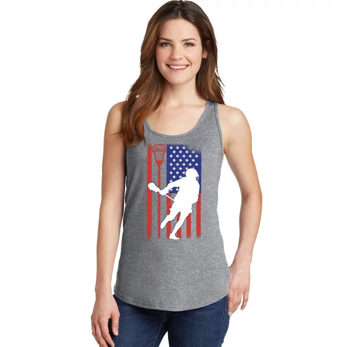 Lacrosse USA Flag Ladies Essential Tank