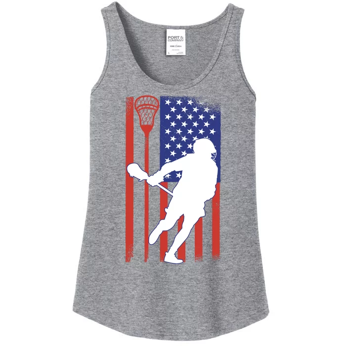 Lacrosse USA Flag Ladies Essential Tank