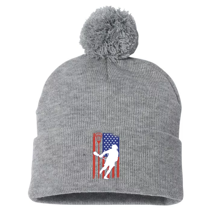 Lacrosse USA Flag Pom Pom 12in Knit Beanie