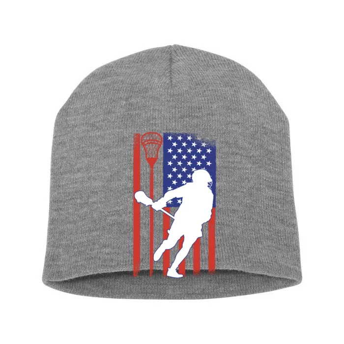 Lacrosse USA Flag Short Acrylic Beanie