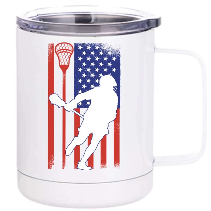 Lacrosse USA Flag Front & Back 12oz Stainless Steel Tumbler Cup