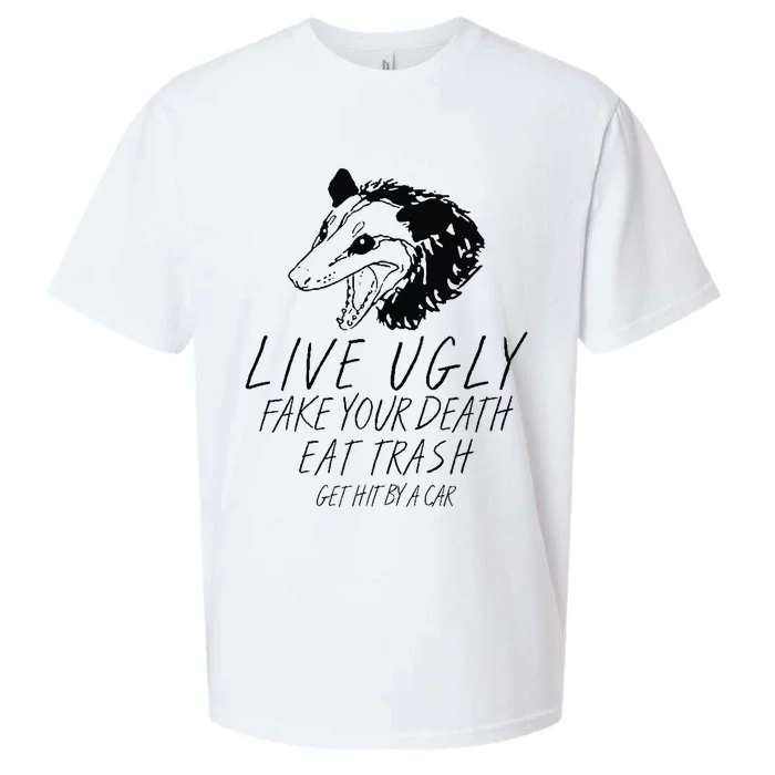 Live Ugly Fake Your Death Eat Trash Get Hit By A Car Opossum Sueded Cloud Jersey T-Shirt