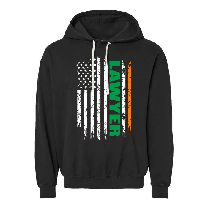 Lawyer Usa Flag Irish St Patrick Day Gift Meaningful Gift Garment-Dyed Fleece Hoodie