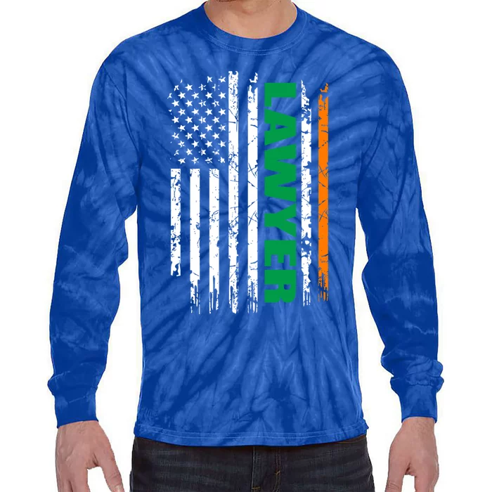 Lawyer Usa Flag Irish St Patrick Day Gift Meaningful Gift Tie-Dye Long Sleeve Shirt