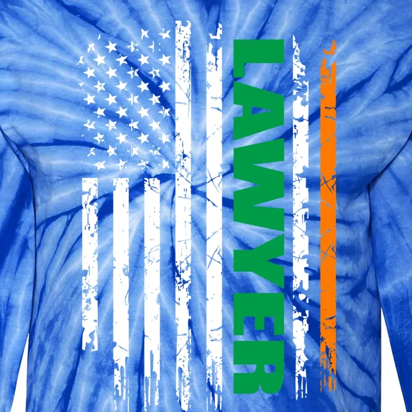 Lawyer Usa Flag Irish St Patrick Day Gift Meaningful Gift Tie-Dye Long Sleeve Shirt