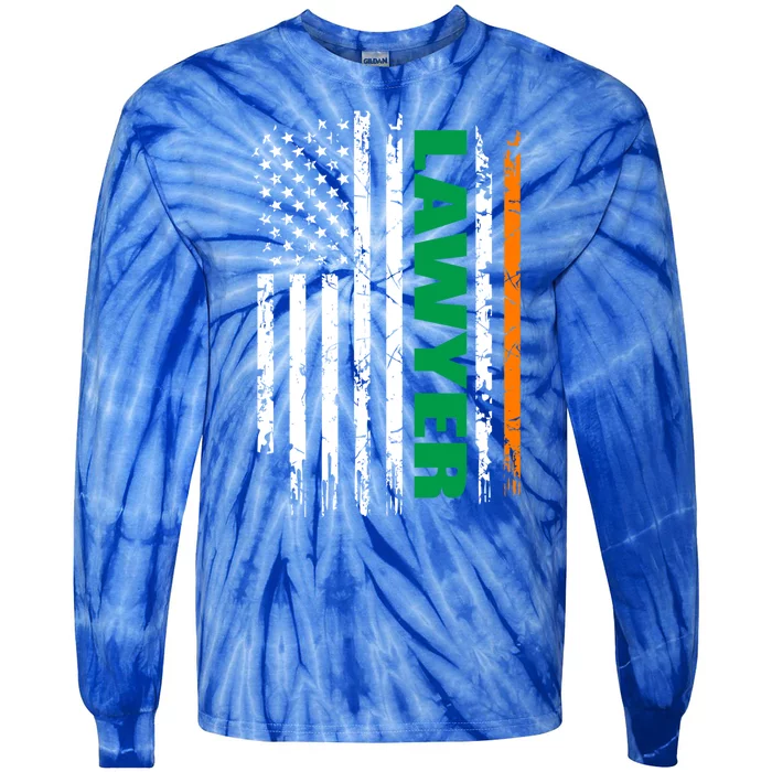 Lawyer Usa Flag Irish St Patrick Day Gift Meaningful Gift Tie-Dye Long Sleeve Shirt