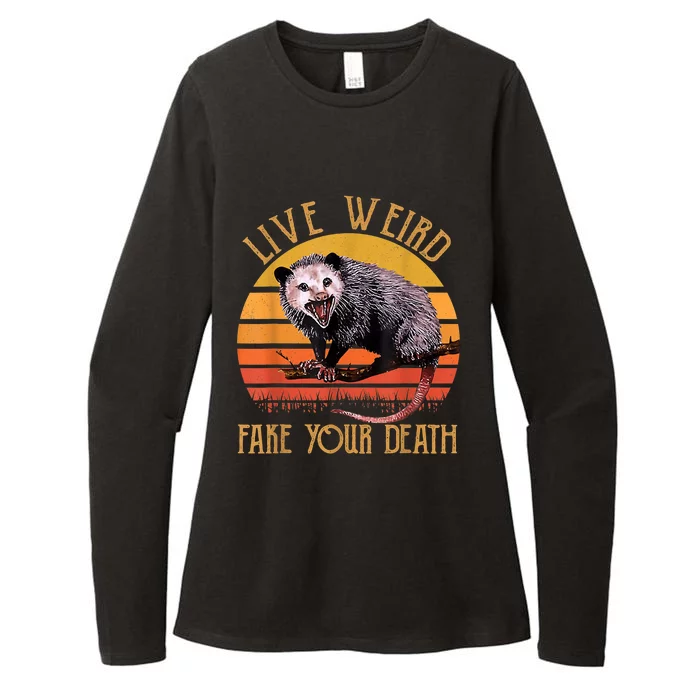 Live Ugly Fake Your Death Fynny Retro Vintage Opossum Womens CVC Long Sleeve Shirt