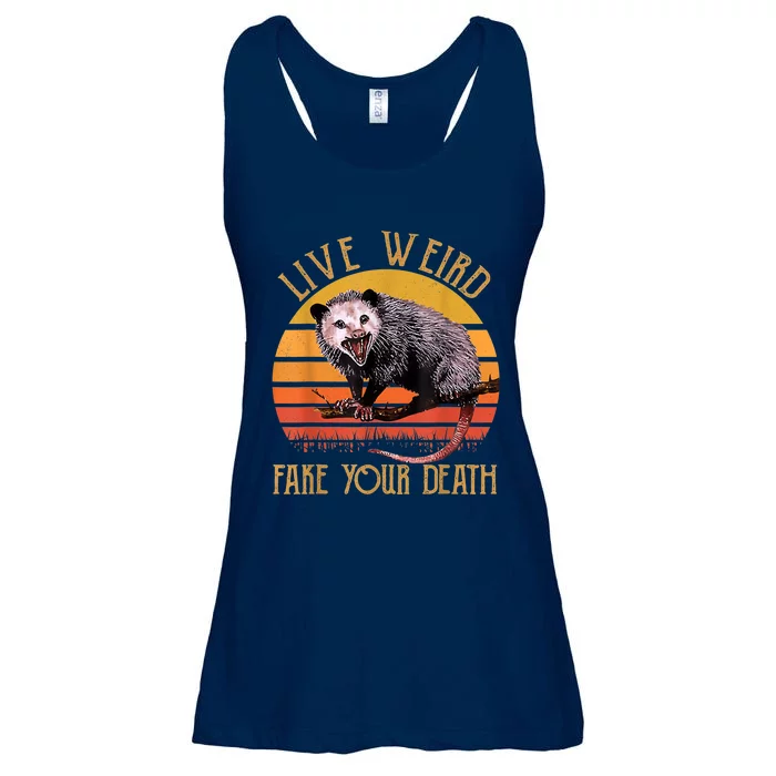 Live Ugly Fake Your Death Fynny Retro Vintage Opossum Ladies Essential Flowy Tank