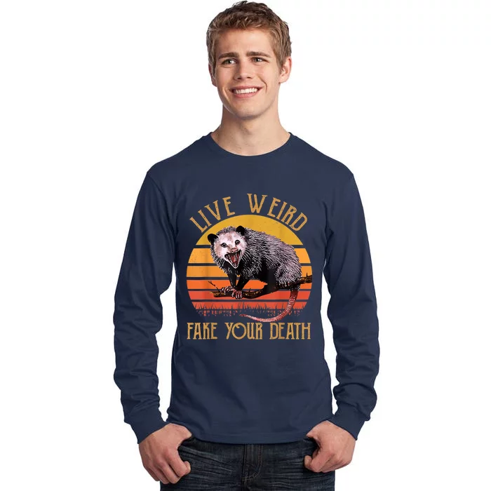 Live Ugly Fake Your Death Fynny Retro Vintage Opossum Tall Long Sleeve T-Shirt