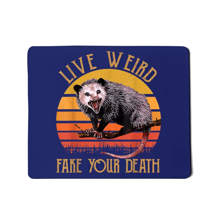 Live Ugly Fake Your Death Fynny Retro Vintage Opossum Mousepad