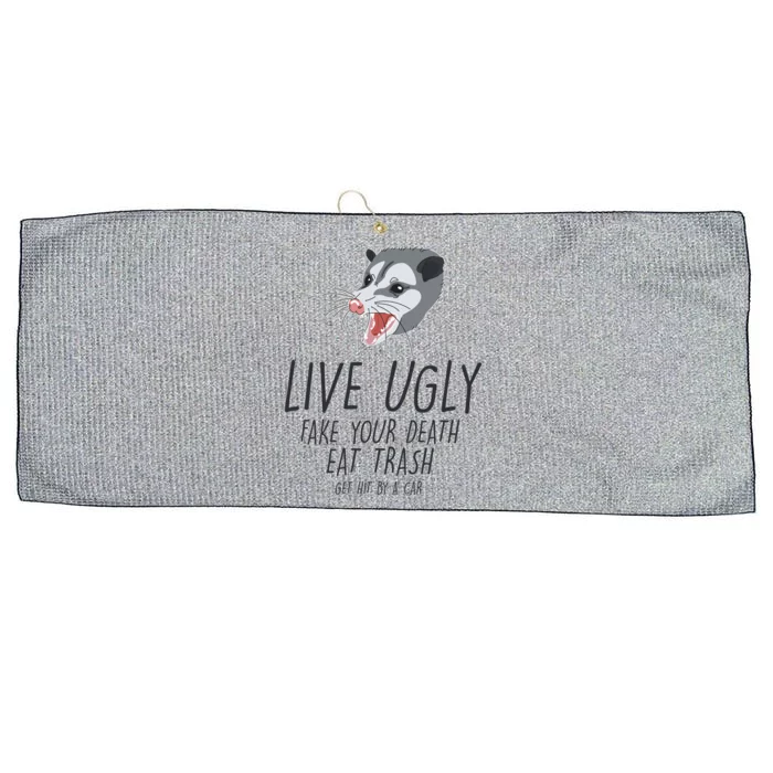 Live Ugly Fake Your Death Eat Trash Opossum Large Microfiber Waffle Golf Towel