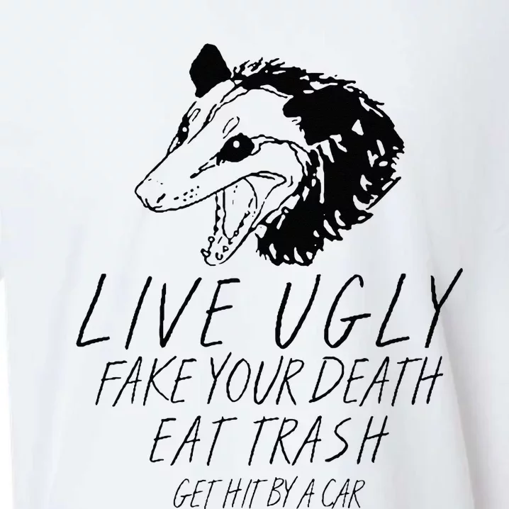 Live Ugly Fake Your Death Eat Trash Get Hit By A Car Opossum Sueded Cloud Jersey T-Shirt