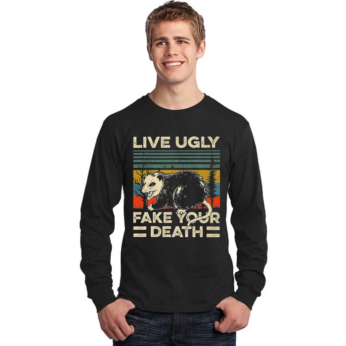 Live Ugly Fake Your Death Vintage Ugly Possum Tall Long Sleeve T-Shirt