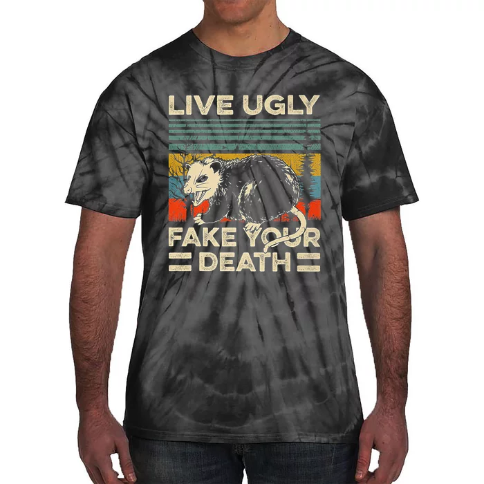 Live Ugly Fake Your Death Vintage Ugly Possum Tie-Dye T-Shirt