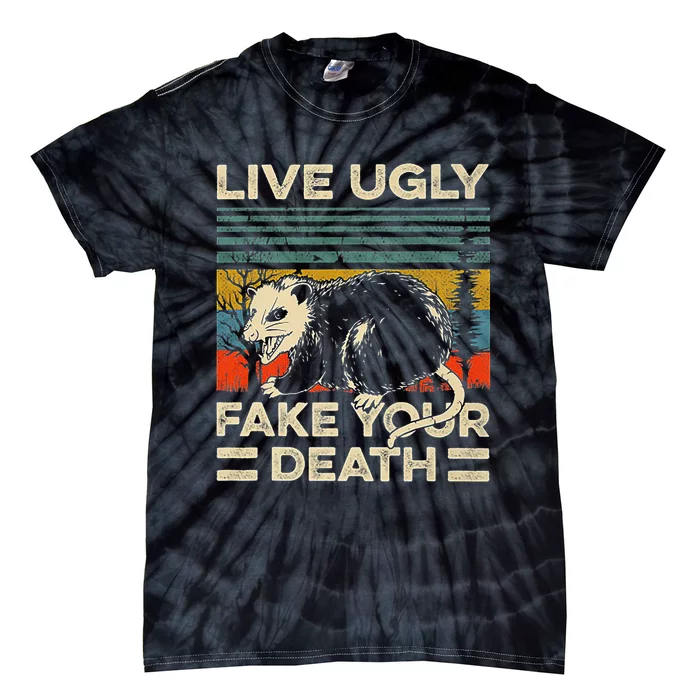 Live Ugly Fake Your Death Vintage Ugly Possum Tie-Dye T-Shirt