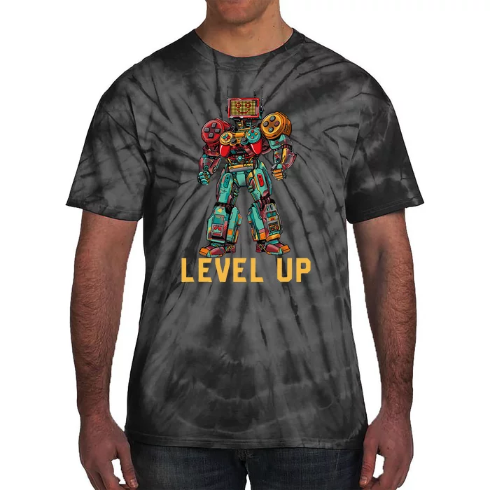 Level Up Gamer Robot Game Controller Tie-Dye T-Shirt