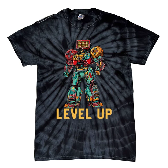 Level Up Gamer Robot Game Controller Tie-Dye T-Shirt