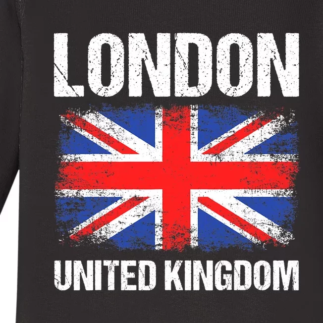 London United Kingdom UK Union Jack England Baby Long Sleeve Bodysuit