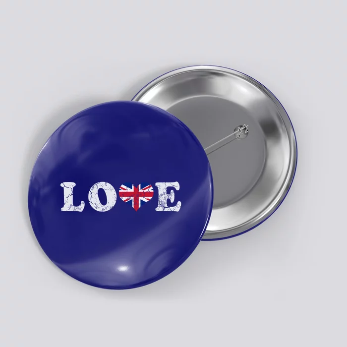 Love United Kingdom Union Jack Flag Heart Family Home Gift Button