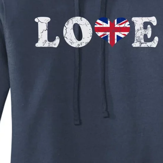 Love United Kingdom Union Jack Flag Heart Family Home Gift Women's Pullover Hoodie