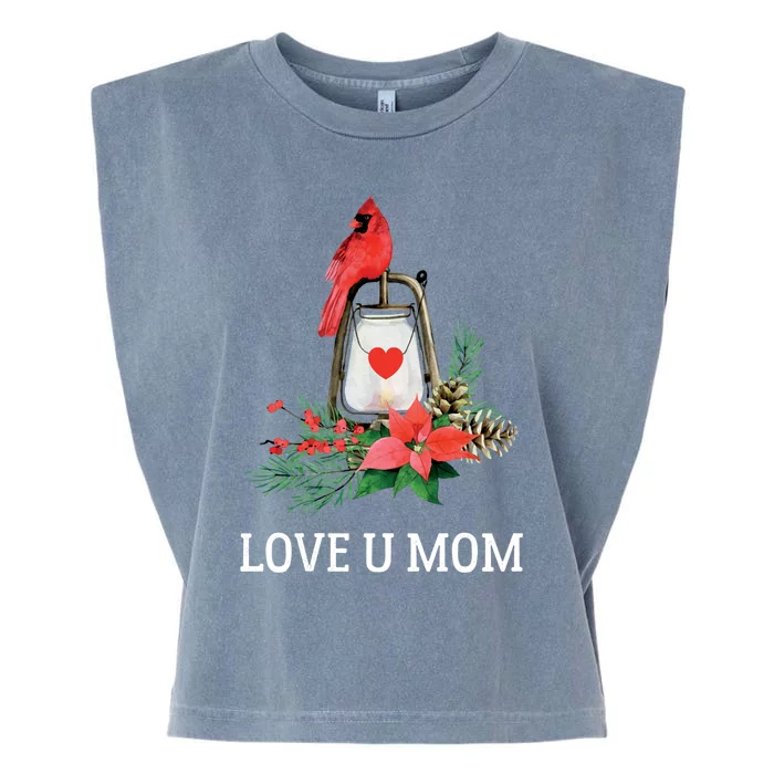 Love U Mom Red Cardinal Bird Mothers Day Cool Gift Garment-Dyed Women's Muscle Tee