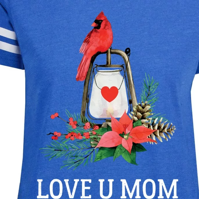 Love U Mom Red Cardinal Bird Mothers Day Cool Gift Enza Ladies Jersey Football T-Shirt