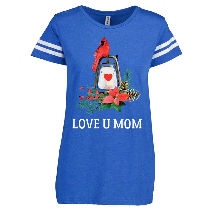 Love U Mom Red Cardinal Bird Mothers Day Cool Gift Enza Ladies Jersey Football T-Shirt