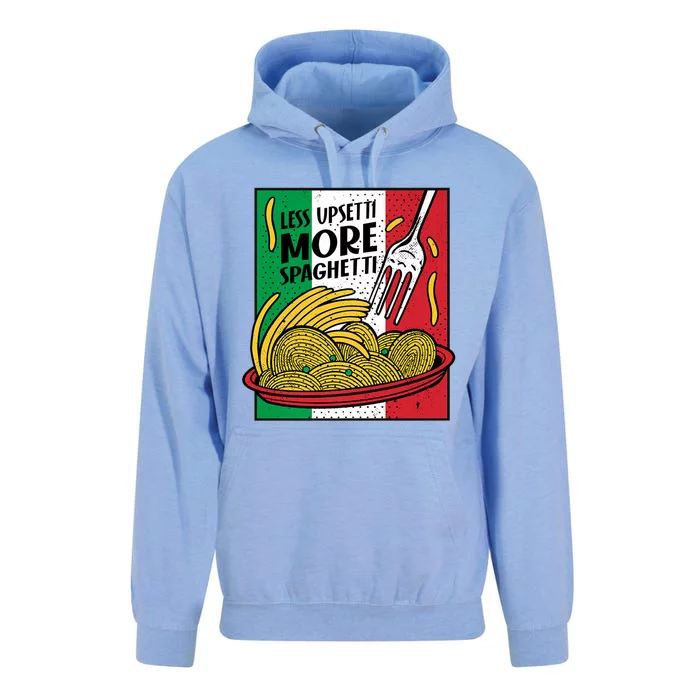 Less Upsetti More Spaghett Italy National Spaghetti Day Gift Unisex Surf Hoodie