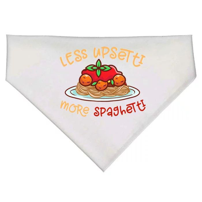 Less Upsetti More Spaghetti Food Lovers World Pasta Day Funny Gift USA-Made Doggie Bandana