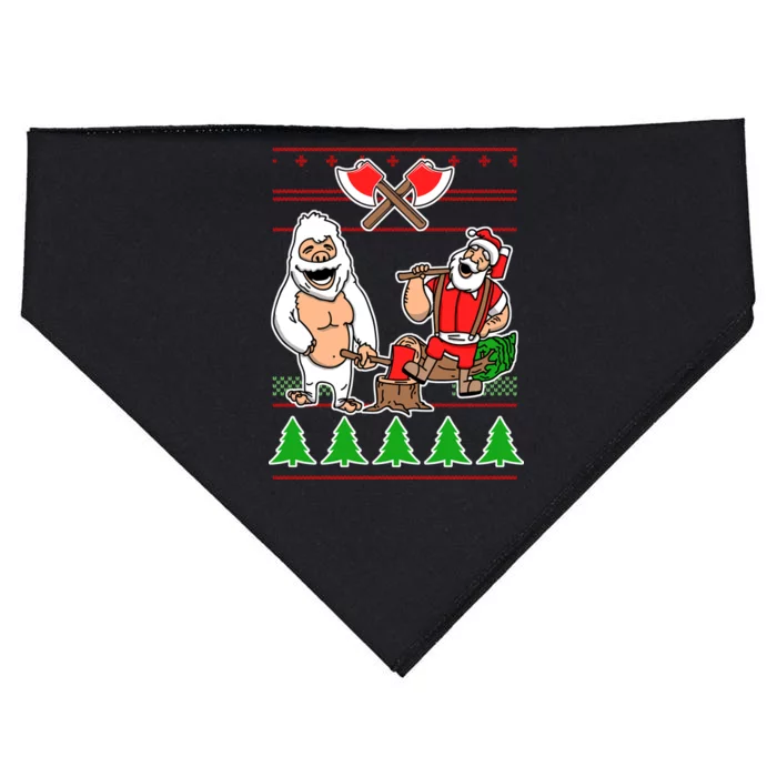 Lumberjack Santa Ugly Christmas Sweater USA-Made Doggie Bandana