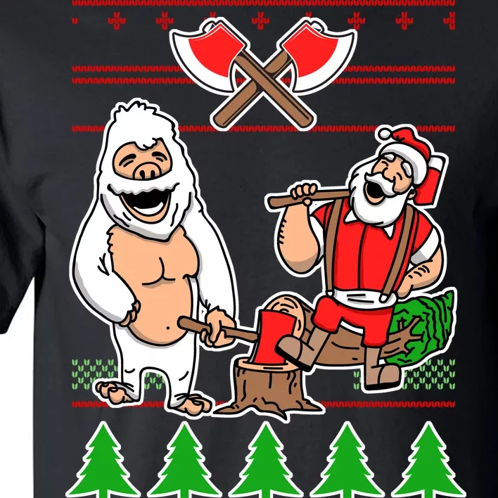 Lumberjack Santa Ugly Christmas Sweater Tall T-Shirt