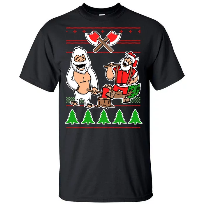 Lumberjack Santa Ugly Christmas Sweater Tall T-Shirt