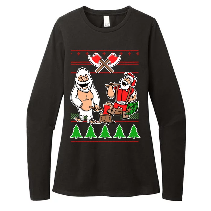 Lumberjack Santa Ugly Christmas Sweater Womens CVC Long Sleeve Shirt