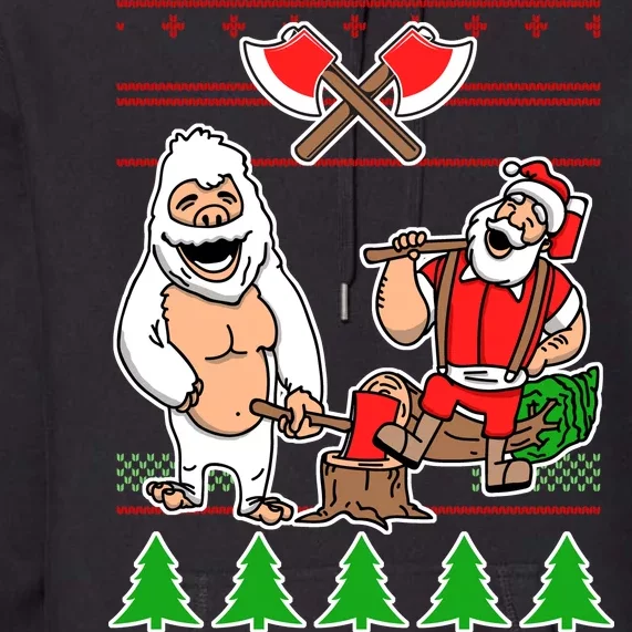 Lumberjack Santa Ugly Christmas Sweater Premium Hoodie