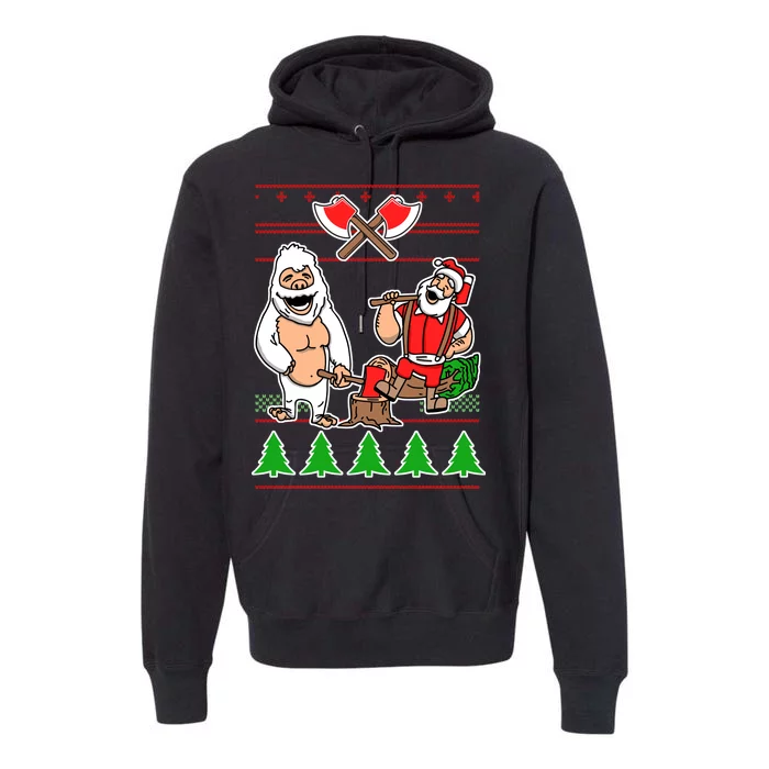 Lumberjack Santa Ugly Christmas Sweater Premium Hoodie