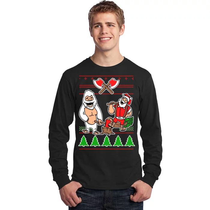 Lumberjack Santa Ugly Christmas Sweater Tall Long Sleeve T-Shirt