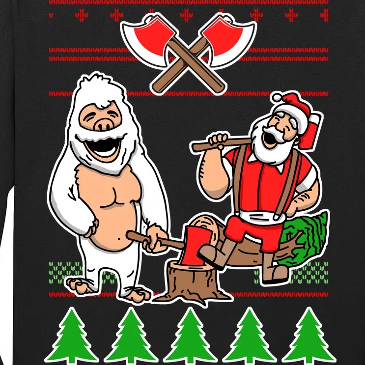 Lumberjack Santa Ugly Christmas Sweater Tall Long Sleeve T-Shirt