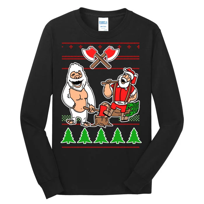 Lumberjack Santa Ugly Christmas Sweater Tall Long Sleeve T-Shirt