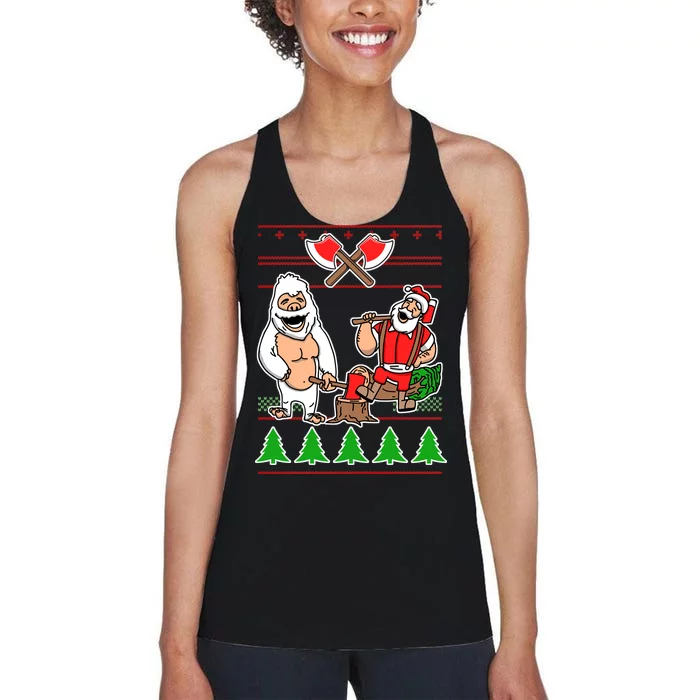 Lumberjack Santa Ugly Christmas Sweater Women's Racerback Tank