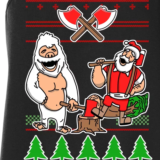 Lumberjack Santa Ugly Christmas Sweater Women's Racerback Tank