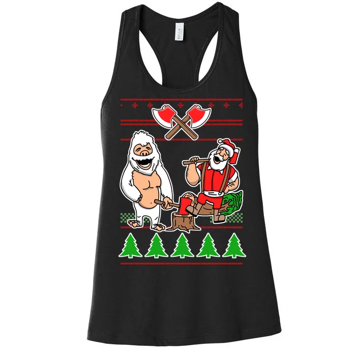 Lumberjack Santa Ugly Christmas Sweater Women's Racerback Tank