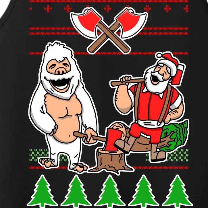 Lumberjack Santa Ugly Christmas Sweater Performance Tank