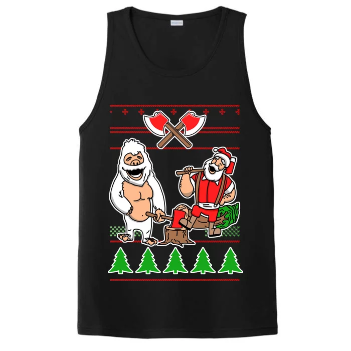 Lumberjack Santa Ugly Christmas Sweater Performance Tank