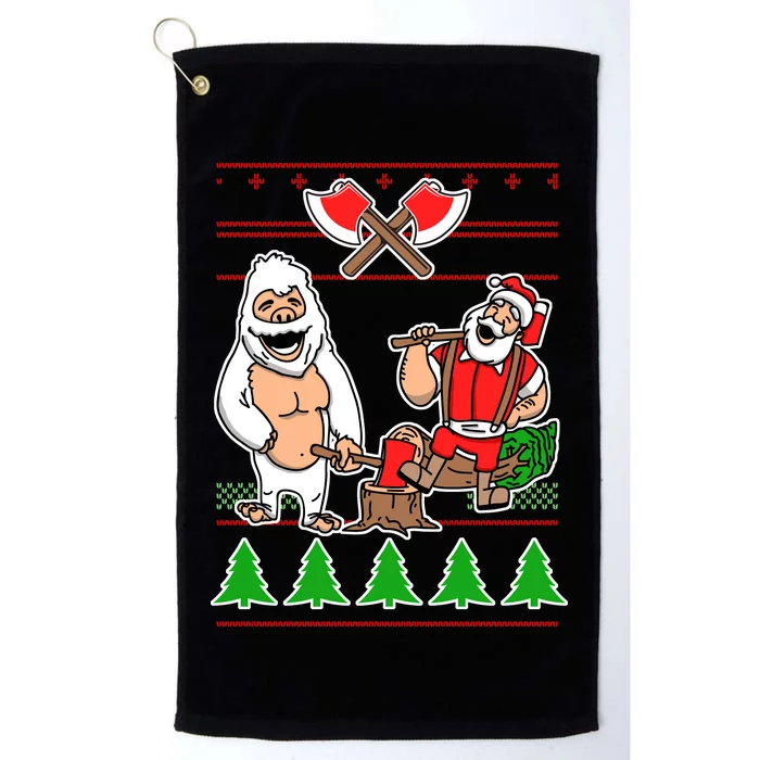 Lumberjack Santa Ugly Christmas Sweater Platinum Collection Golf Towel